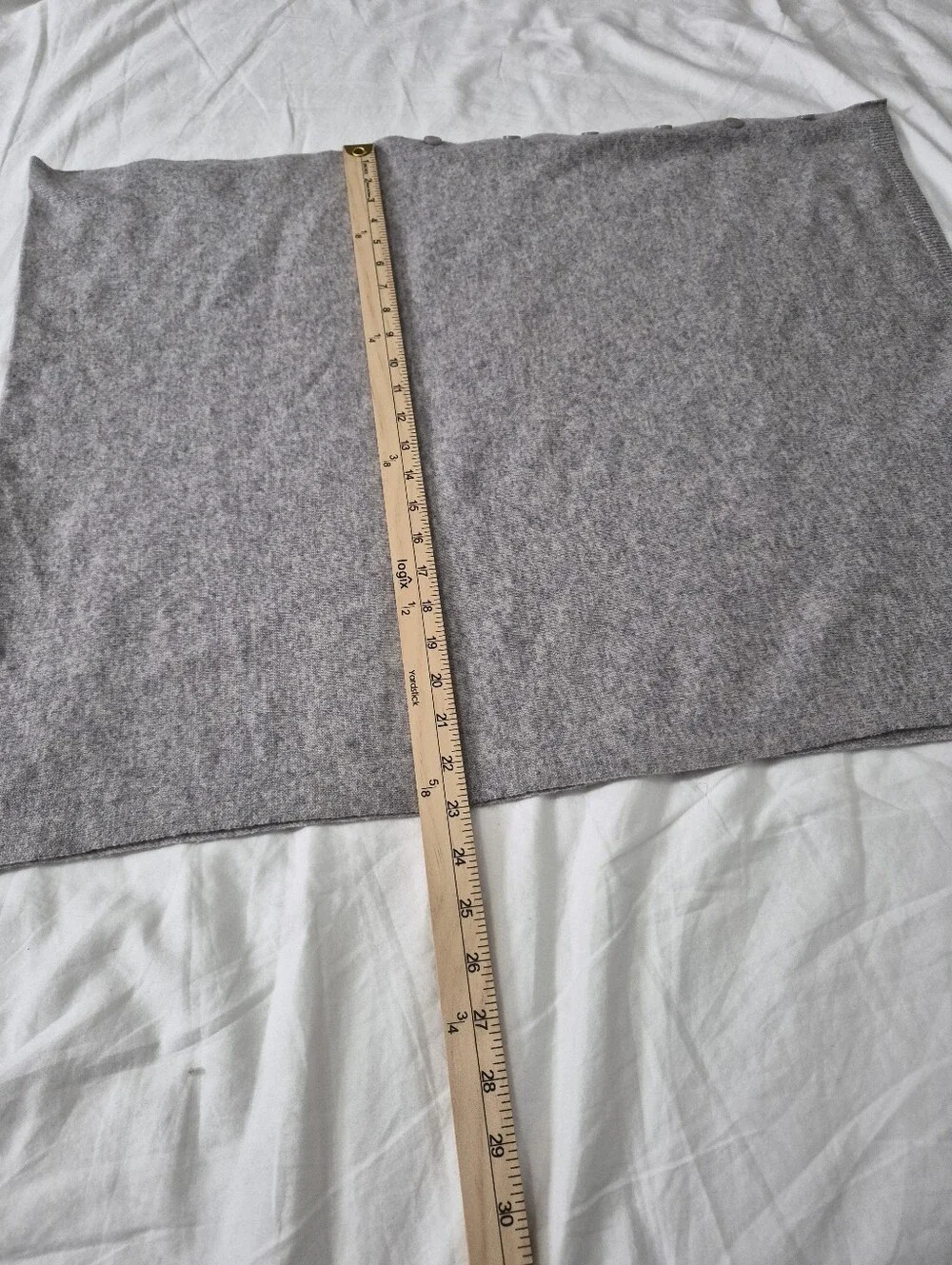Woolovers Merino Wool Cashmere Blend Button Poncho Grey OS Quiet Luxury